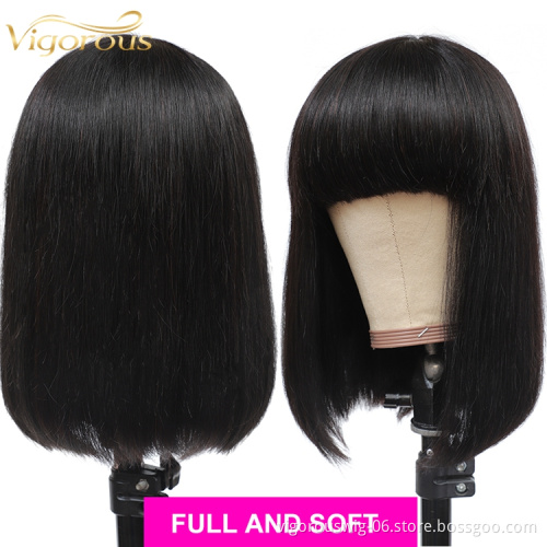 Vigorous short kinky straight bob raw bone straight long brazilian human hair extension guangzhou 100% real human hair wigs
